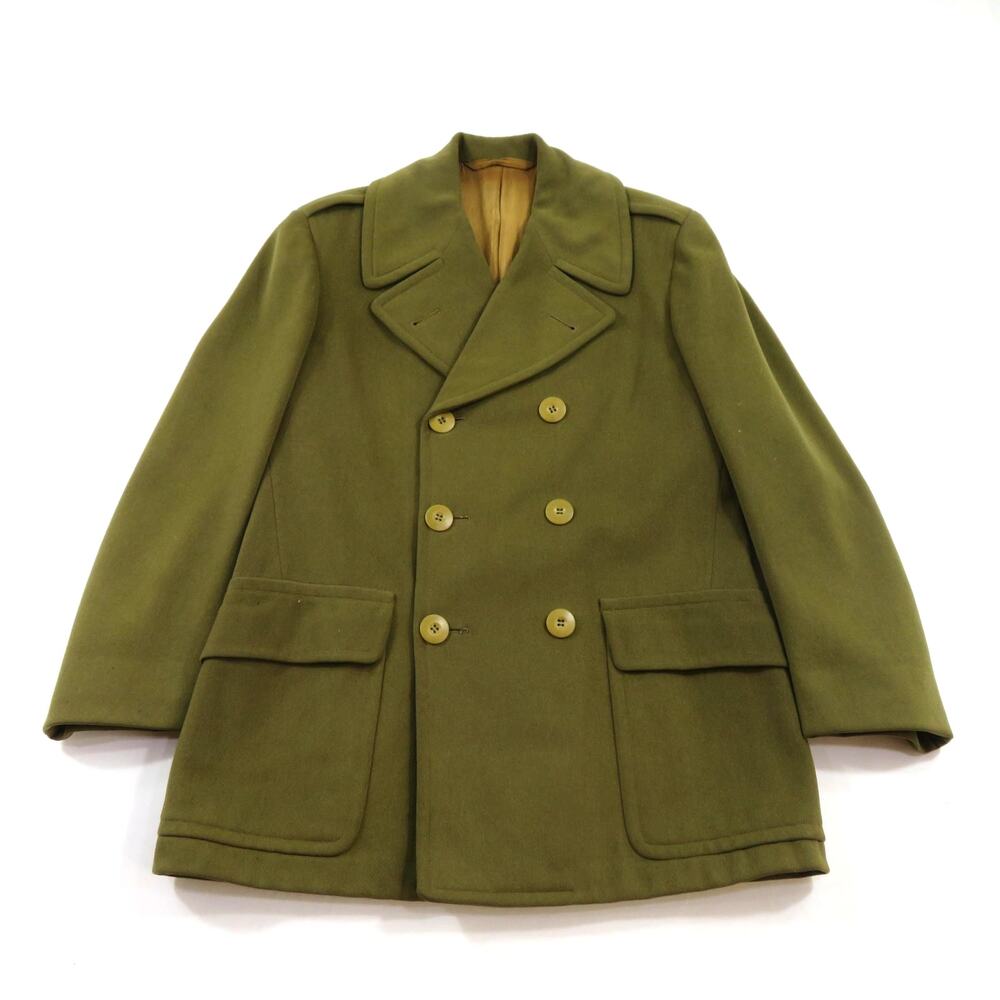WW2 US Army Military Doeskin Wool Officer’s Overcoat Coat Sz 37S Green